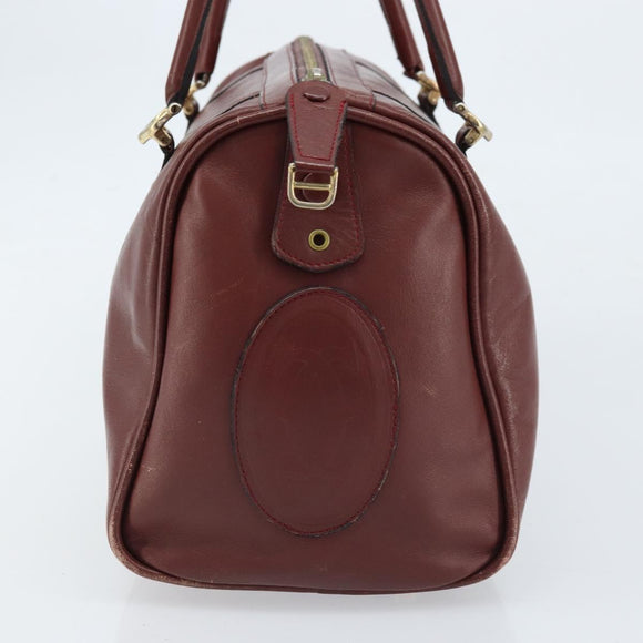 CARTIER Must Line Hand Bag Leather Bordeaux Gold Auth 172770