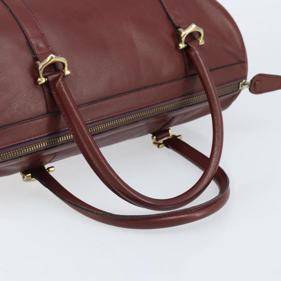 CARTIER Must Line Hand Bag Leather Bordeaux Gold Auth 172770
