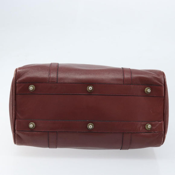 CARTIER Must Line Hand Bag Leather Bordeaux Gold Auth 172770