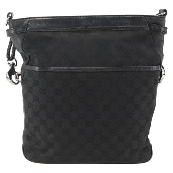 GUCCI GG Canvas Shoulder Bag Black Silver 109097 Auth 172771
