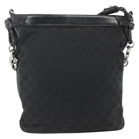 GUCCI GG Canvas Shoulder Bag Black Silver 109097 Auth 172771