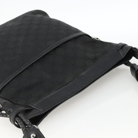 GUCCI GG Canvas Shoulder Bag Black Silver 109097 Auth 172771