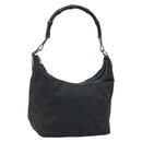 GUCCI GG Canvas Bamboo Shoulder Bag Nylon Black Silver 000 0531 Auth 172773-1