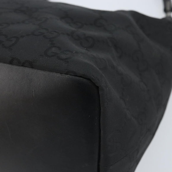 GUCCI GG Canvas Bamboo Shoulder Bag Nylon Black Silver 000 0531 Auth 172773