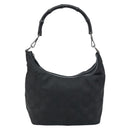 GUCCI GG Canvas Bamboo Shoulder Bag Nylon Black Silver 000 0531 Auth 172773-13