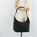 GUCCI GG Canvas Bamboo Shoulder Bag Nylon Black Silver 000 0531 Auth 172773-22