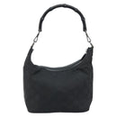 GUCCI GG Canvas Bamboo Shoulder Bag Nylon Black Silver 000 0531 Auth 172773-2
