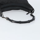 GUCCI GG Canvas Bamboo Shoulder Bag Nylon Black Silver 000 0531 Auth 172773-7