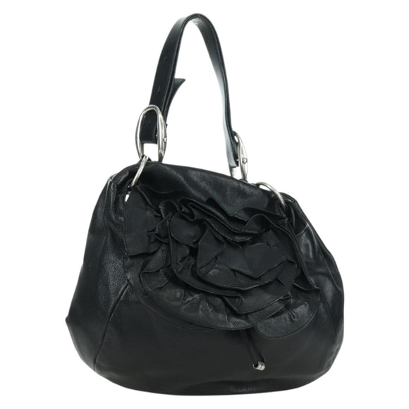 SAINT LAURENT Shoulder Bag Leather Black Silver Auth 172776V