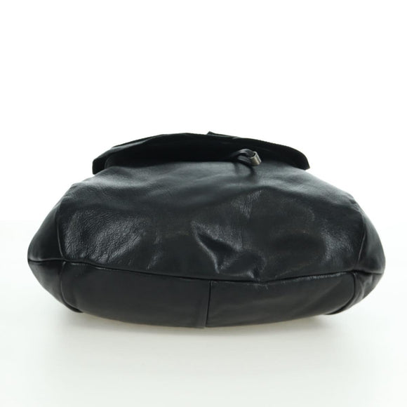 SAINT LAURENT Shoulder Bag Leather Black Silver Auth 172776V