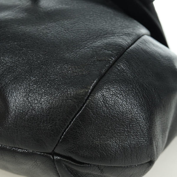 SAINT LAURENT Shoulder Bag Leather Black Silver Auth 172776V