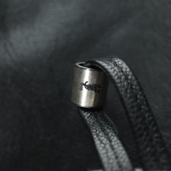 SAINT LAURENT Shoulder Bag Leather Black Silver Auth 172776V