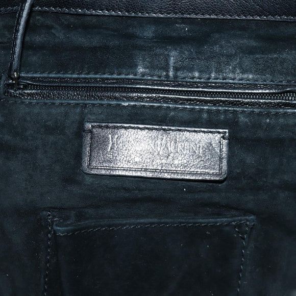 SAINT LAURENT Shoulder Bag Leather Black Silver Auth 172776V