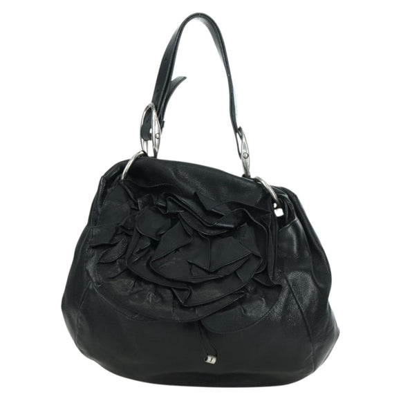 SAINT LAURENT Shoulder Bag Leather Black Silver Auth 172776V