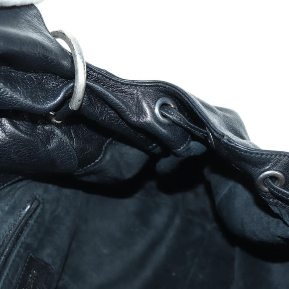 SAINT LAURENT Shoulder Bag Leather Black Silver Auth 172776V