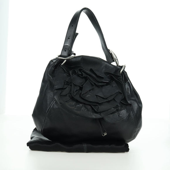 SAINT LAURENT Shoulder Bag Leather Black Silver Auth 172776V