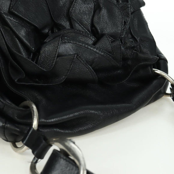 SAINT LAURENT Shoulder Bag Leather Black Silver Auth 172776V