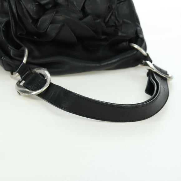 SAINT LAURENT Shoulder Bag Leather Black Silver Auth 172776V