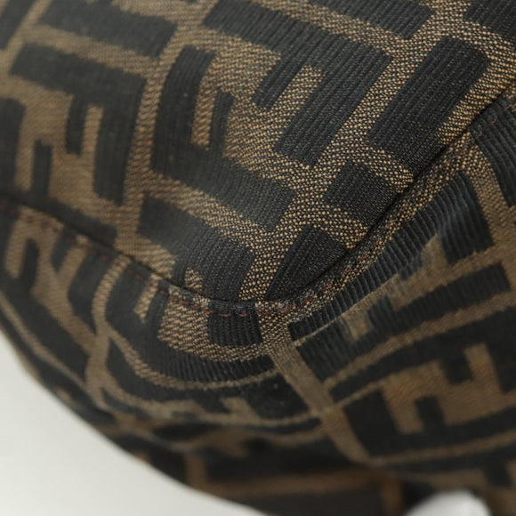 FENDI Zucca Canvas Mamma Baguette Shoulder Bag Black Brown Auth 172779V