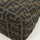 FENDI Zucca Canvas Mamma Baguette Shoulder Bag Black Brown Auth 172779V-18
