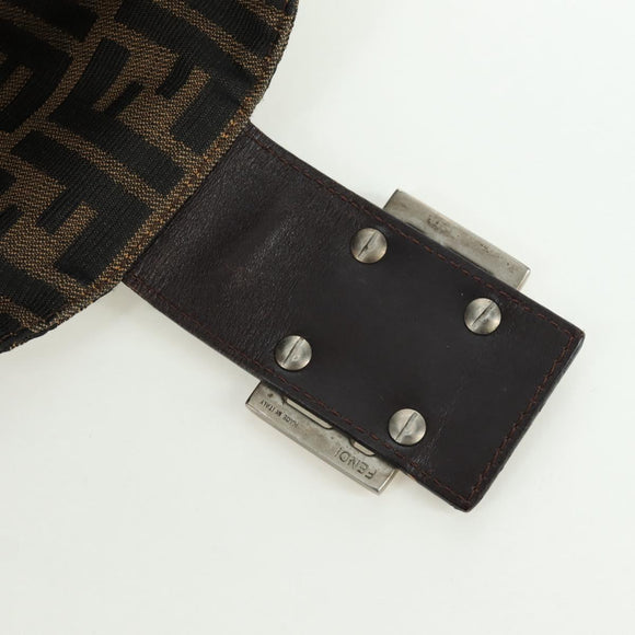 FENDI Zucca Canvas Mamma Baguette Shoulder Bag Black Brown Auth 172779V