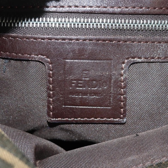 FENDI Zucca Canvas Mamma Baguette Shoulder Bag Black Brown Auth 172779V