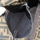 FENDI Zucca Canvas Mamma Baguette Shoulder Bag Black Brown Auth 172779V-10