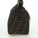 FENDI Zucca Canvas Mamma Baguette Shoulder Bag Black Brown Auth 172779V-3