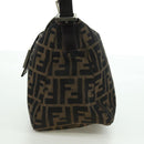 FENDI Zucca Canvas Mamma Baguette Shoulder Bag Black Brown Auth 172779V-4