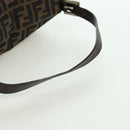 FENDI Zucca Canvas Mamma Baguette Shoulder Bag Black Brown Auth 172779V-7