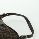 FENDI Zucca Canvas Mamma Baguette Shoulder Bag Black Brown Auth 172779V-14