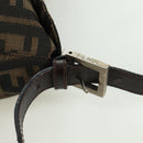 FENDI Zucca Canvas Mamma Baguette Shoulder Bag Black Brown Auth 172779V-8
