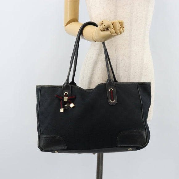 GUCCI GG Canvas Web Sherry Line Tragetasche Schwarz Gold 163805 Auth 172780
