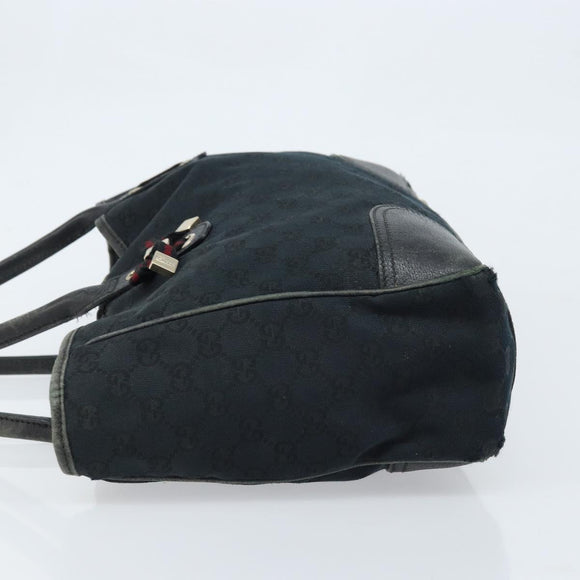 GUCCI GG Canvas Web Sherry Line Tragetasche Schwarz Gold 163805 Auth 172780