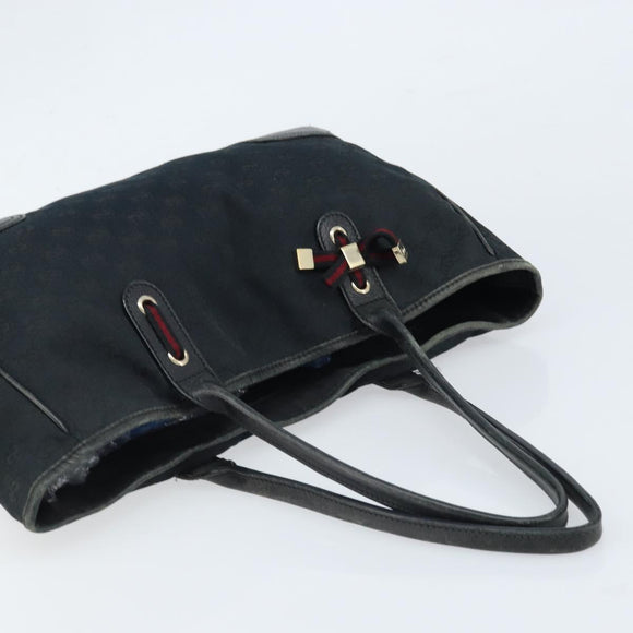 GUCCI GG Canvas Web Sherry Line Tragetasche Schwarz Gold 163805 Auth 172780