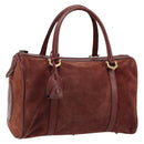 CARTIER Must Line Hand Bag Leather Bordeaux Gold Auth 172781-1