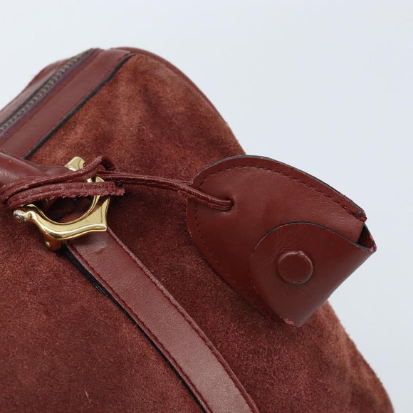 CARTIER Must Line Hand Bag Leather Bordeaux Gold Auth 172781