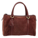 CARTIER Must Line Hand Bag Leather Bordeaux Gold Auth 172781-13