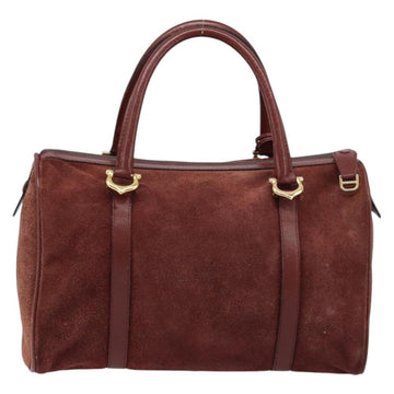 CARTIER Must Line Hand Bag Leather Bordeaux Gold Auth 172781 - 0