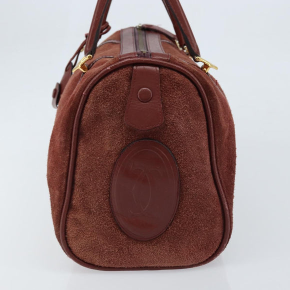 CARTIER Must Line Hand Bag Leather Bordeaux Gold Auth 172781