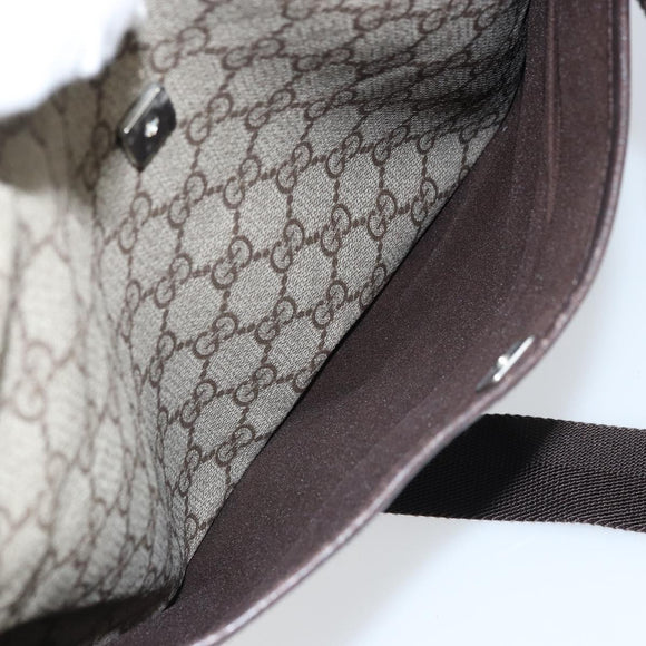 GUCCI GG Supreme Shoulder Bag PVC Beige Silver 141626 Auth 172783