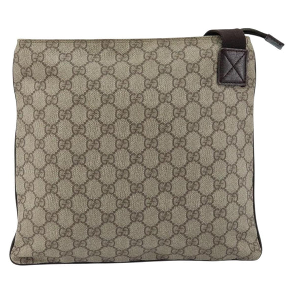 GUCCI GG Supreme Shoulder Bag PVC Beige Silver 141626 Auth 172783