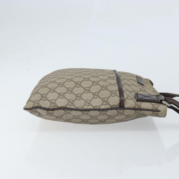 GUCCI GG Supreme Shoulder Bag PVC Beige Silver 141626 Auth 172783