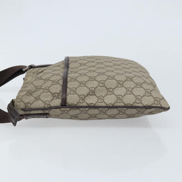GUCCI GG Supreme Shoulder Bag PVC Beige Silver 141626 Auth 172783