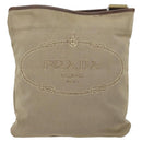 PRADA Shoulder Bag Canvas Beige Silver Auth 172784-2