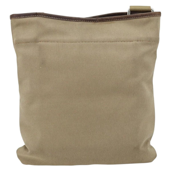 PRADA Shoulder Bag Canvas Beige Silver Auth 172784