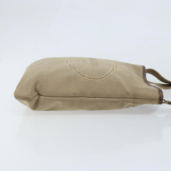 PRADA Shoulder Bag Canvas Beige Silver Auth 172784