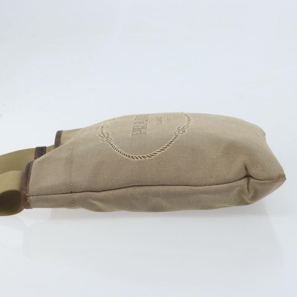 PRADA Shoulder Bag Canvas Beige Silver Auth 172784