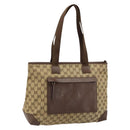 GUCCI GG Canvas Tote Bag Beige Silver 019 0426 3444 Auth 172788-1