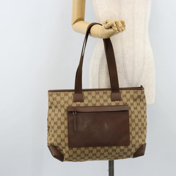 GUCCI GG Canvas Tote Bag Beige Silver 019 0426 3444 Auth 172788